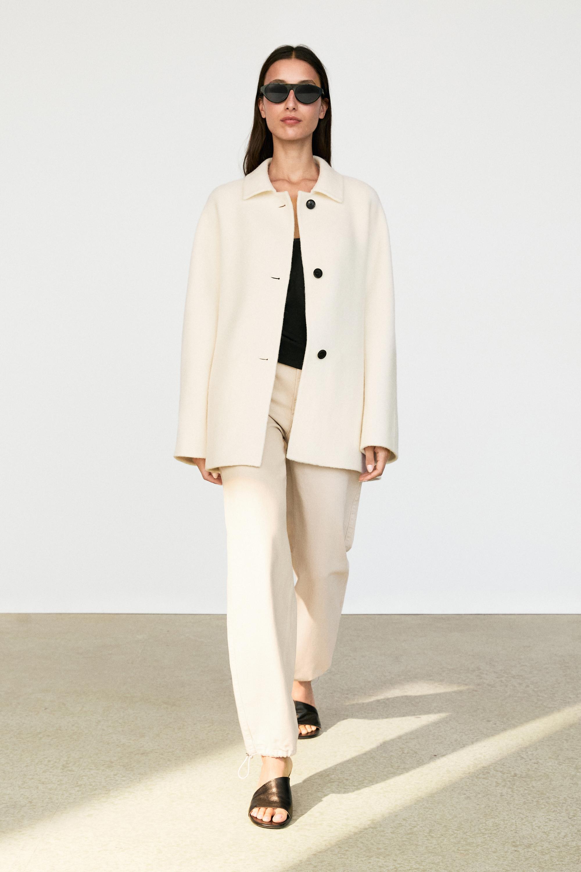Medium single-breasted wool blend coat